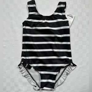 - BABY GIRLS BLACK WHITE STRIPES ONE PIECE SWIMSUIT